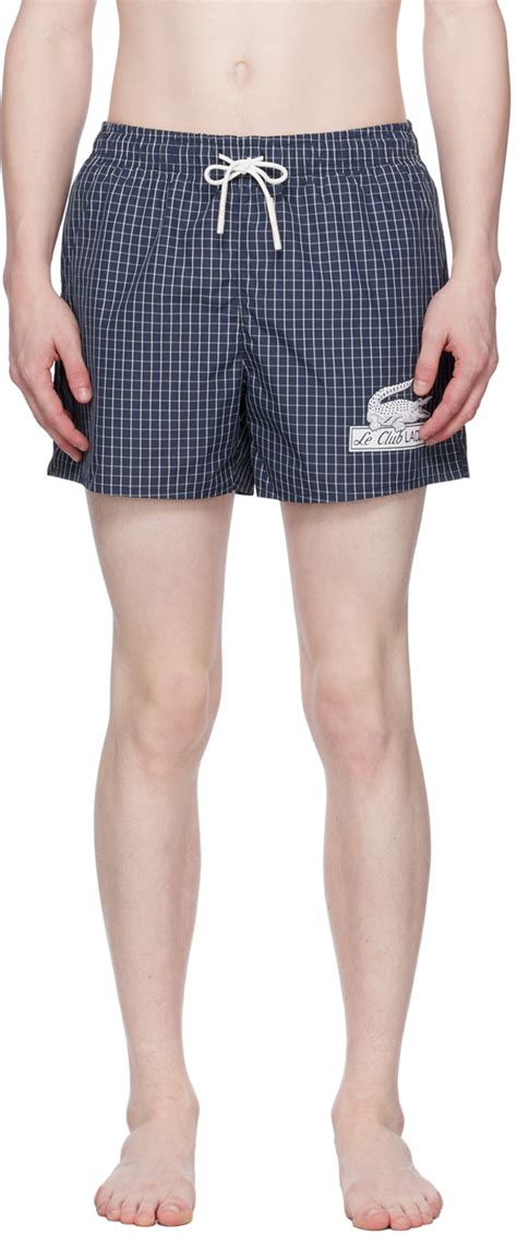 Check Swim Shorts in Bright navy .